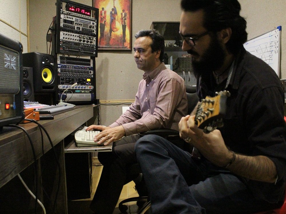 Recording session in the studio